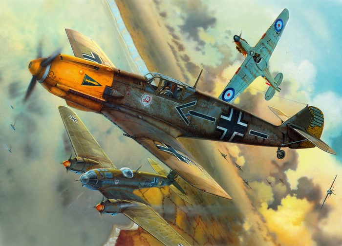 WWII Aerial Combat Painting