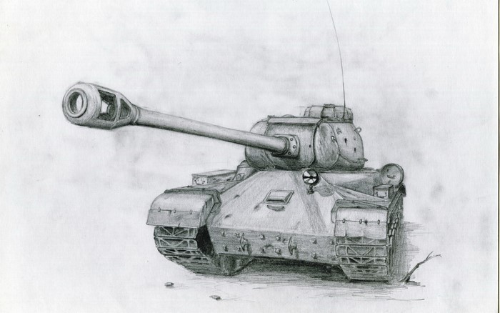 Pencil drawing of a tank