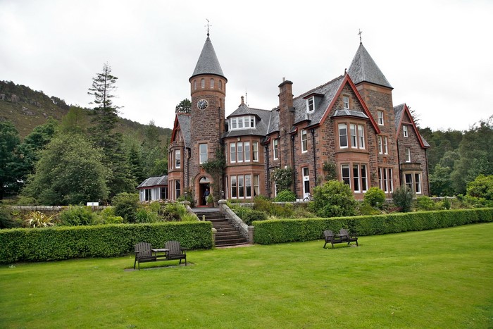 Stone mansion with tower in the United Kingdom