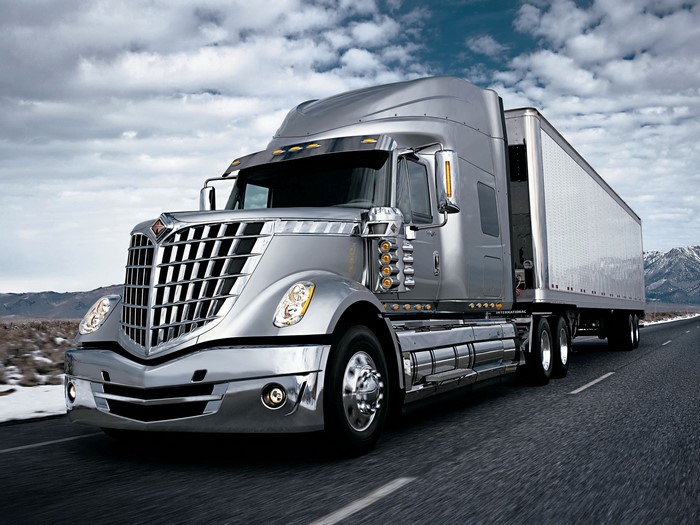 Silver International CXT Semi-Truck on a Road