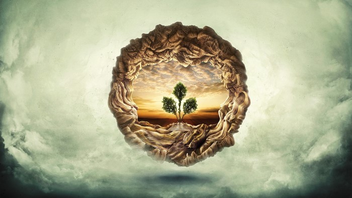 Creative World Tree in a Stone Ring