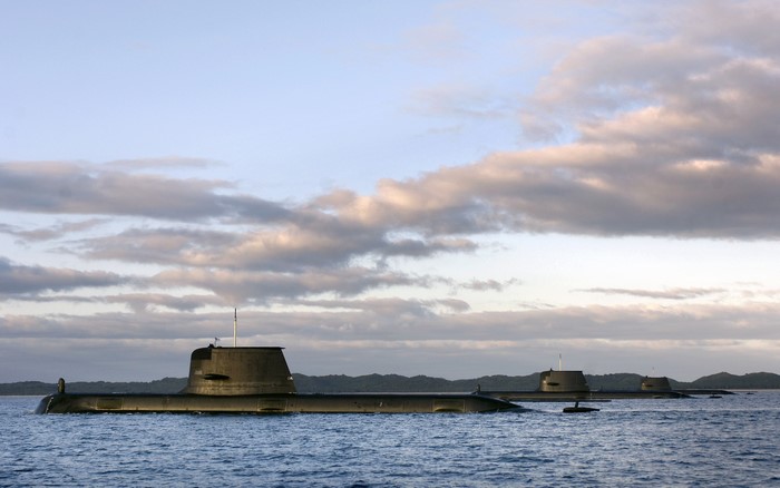 Submarines sailing on the ocean