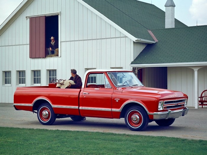 1967 Chevrolet C10 Fleetside pickup truck on a farm