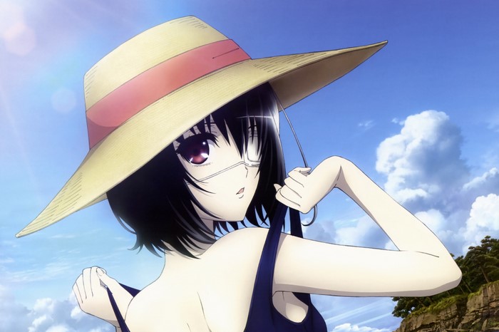 Mei Misaki from Another wearing a straw hat