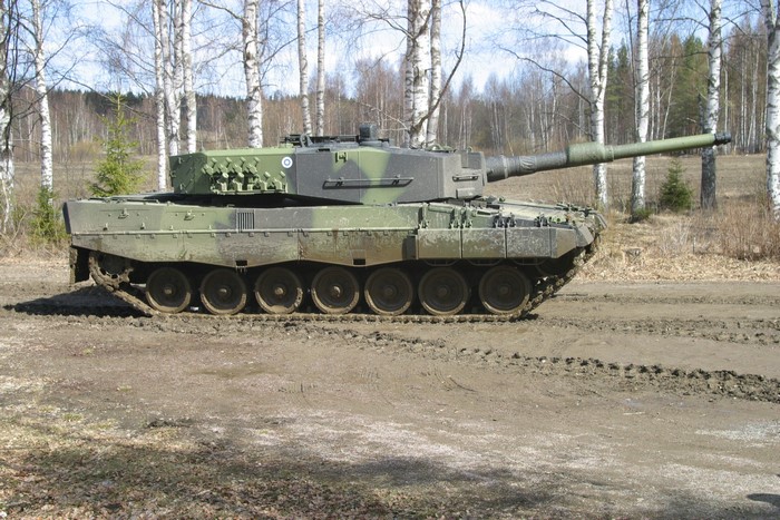 Leopard 2 tank in a forest setting