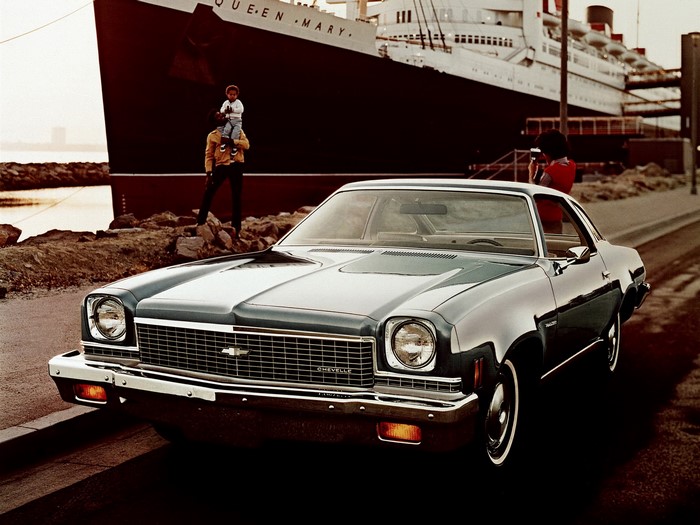 Chevrolet Chevelle parked by the Queen Mary ship