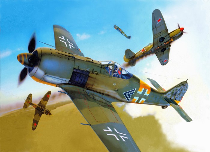 FW-190A Airplane Dogfight Painting Art