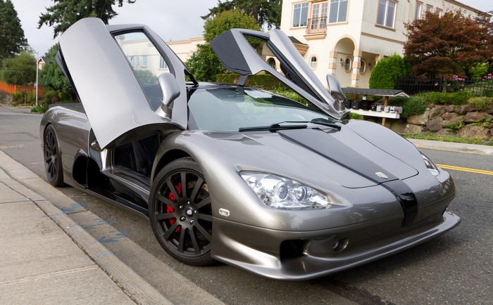 SSC Ultimate Aero with butterfly doors open