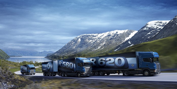 Scania R560, R620, and R500 Trucks in Mountains