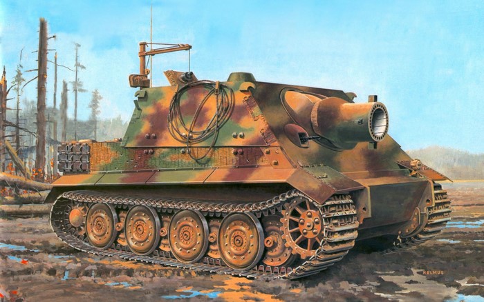 Painting of a German Sturmpanzer IV Brummbar tank