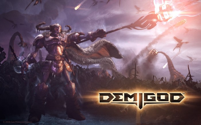 Demigod game art with warrior and flying creatures