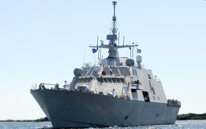 US Navy Littoral Combat Ship sailing on the water