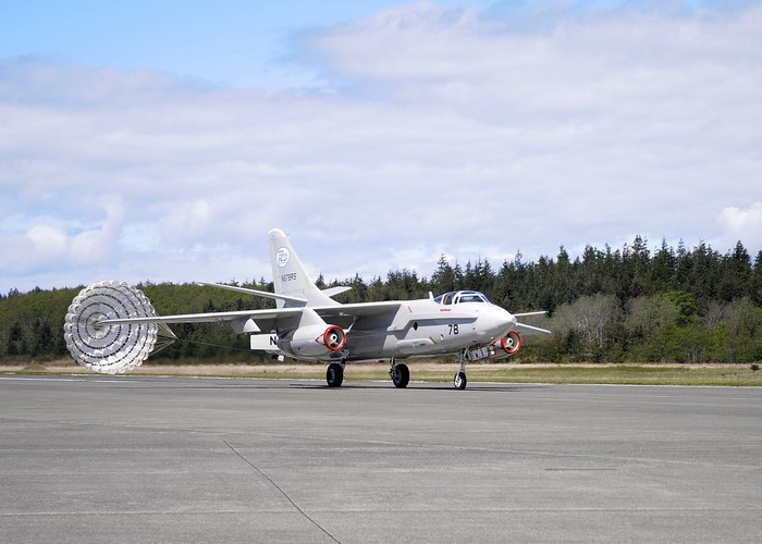 Douglas A-3 Skywarrior with drogue parachute