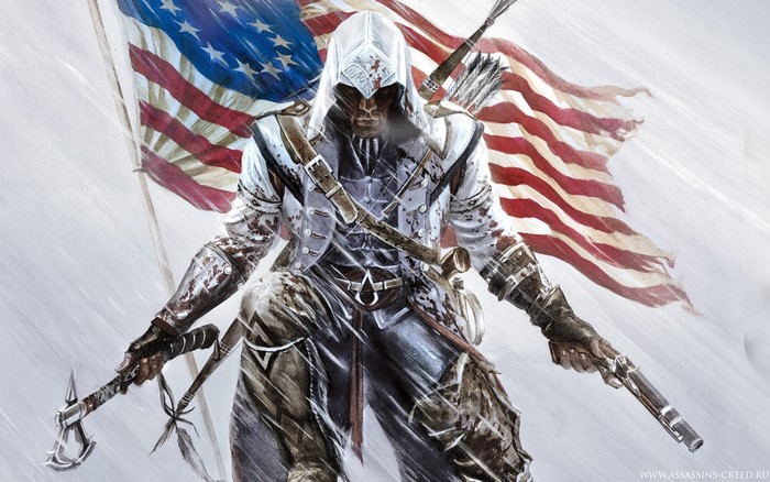 Connor Kenway from Assassin's Creed 3 with American Flag