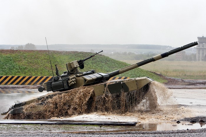 Tank driving through water obstacle