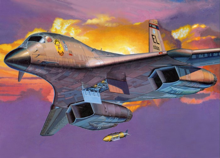 B-1B Lancer Bomber Aircraft Dropping a Bomb