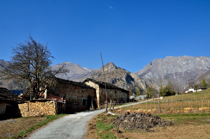 Stone houses and mountains in Italy
