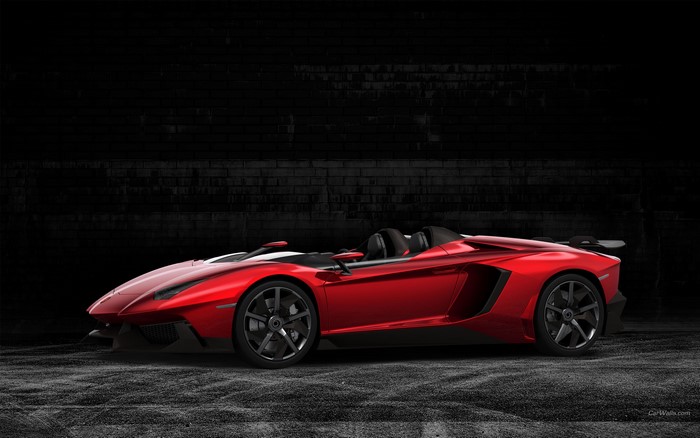 Red Lamborghini Aventador SVJ Roadster