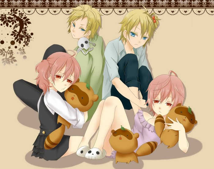 Inu x Boku SS: Four young characters with plush toys