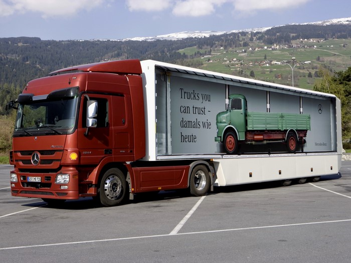 Mercedes-Benz Trucks Advertisement on a Truck Trailer