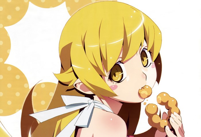 Shinobu Oshino from Bakemonogatari eating donuts