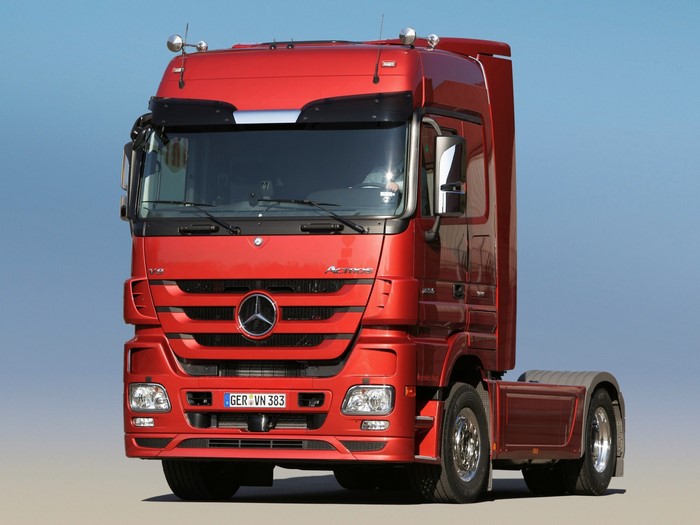 Red Mercedes-Benz Actros Semi-Truck