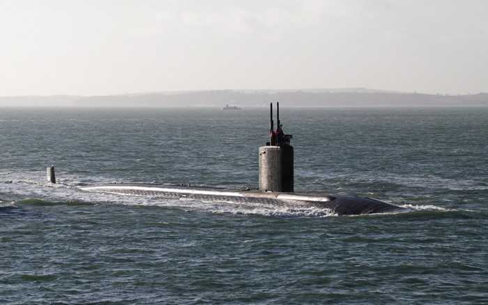 Submarine sailing on the ocean
