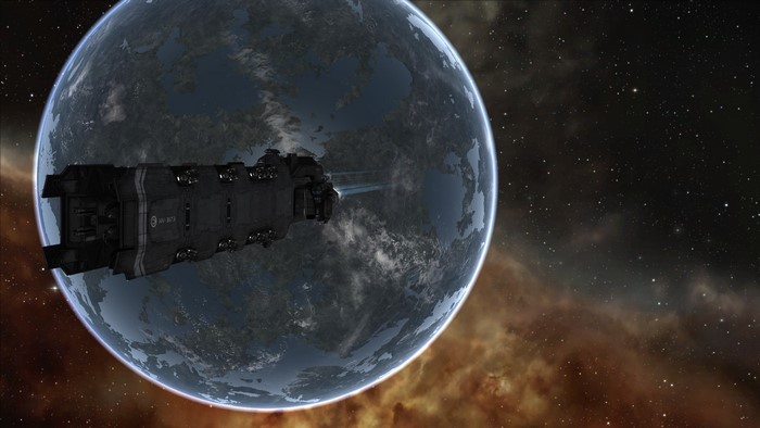 Spaceship approaching a planet