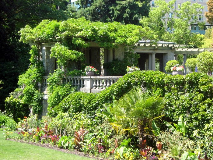 Stone Pergola Covered in Greenery at Hatley Park