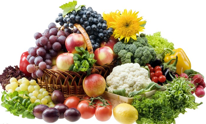 Basket of Fresh Fruits and Vegetables