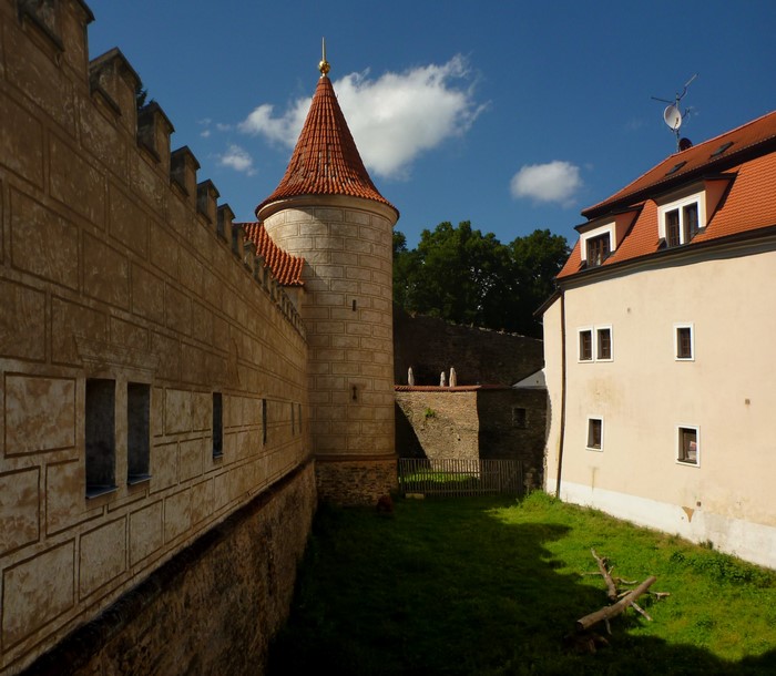 Castle wall and tower in the Czech Republic
