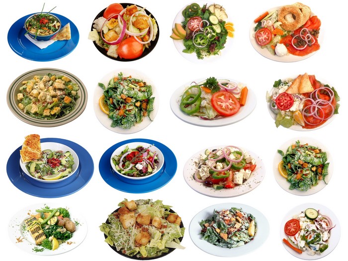 Collection of 16 different salads