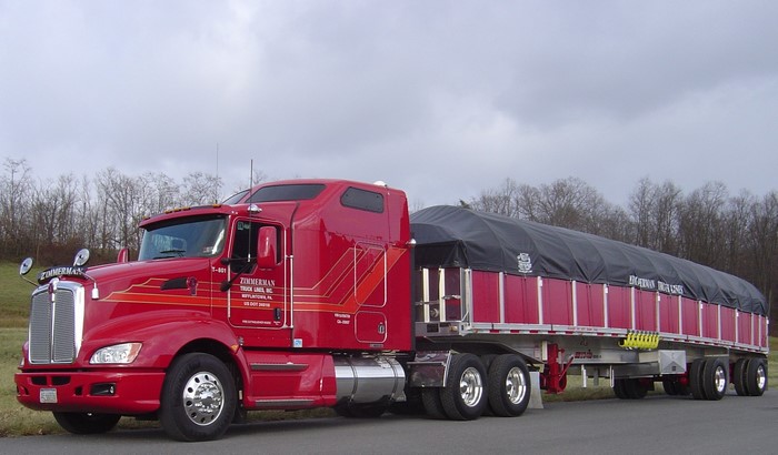Red Kenworth Truck with Trailer