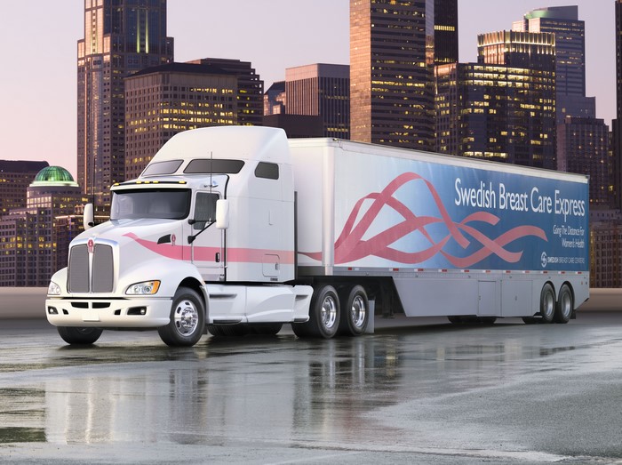 Kenworth Truck with Swedish Breast Care Express Trailer