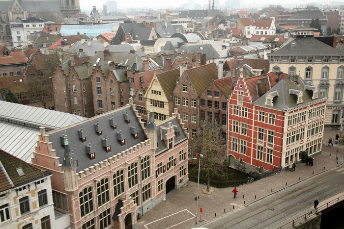 Cityscape with historic buildings in Belgium