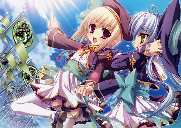 Two girls from Koihime Musou in military attire
