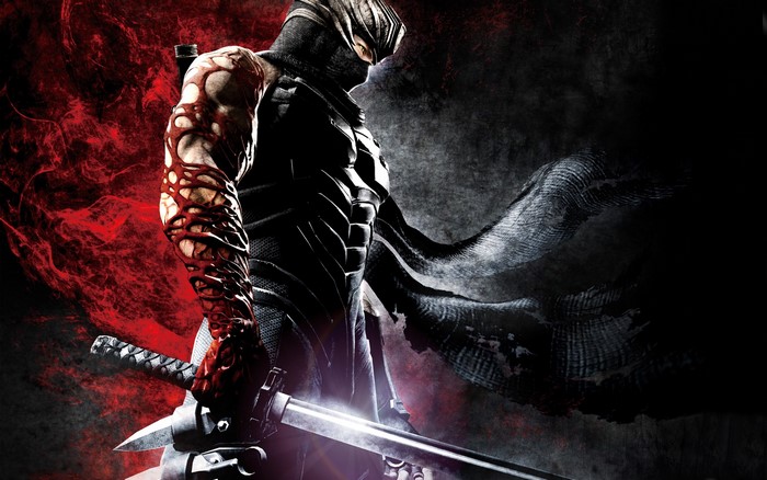 Dark Ninja Warrior with Bloodied Arm and Sword