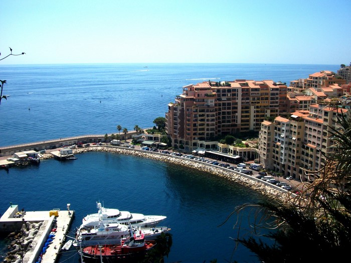 Apartment buildings and yachts in Monaco harbor