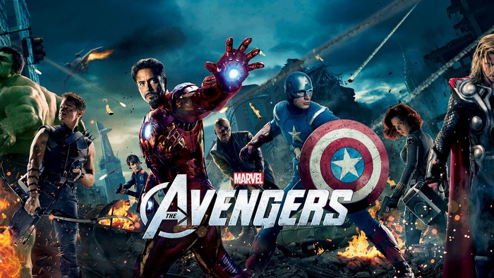 The Avengers (2012) Movie Poster with Iron Man and Captain America