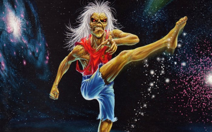 Eddie from Iron Maiden in space