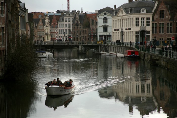 Boat tour on a canal in Belgium