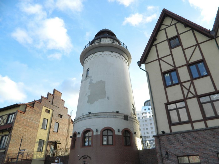 Lighthouse and buildings in Kaliningrad, Russia