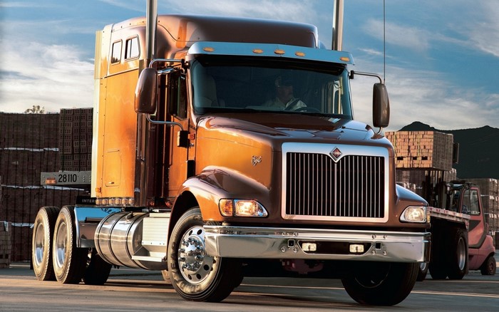 Brown International Semi-Truck parked outdoors