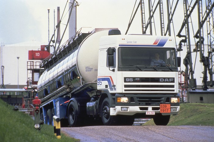 DAF 95 tanker truck at industrial facility