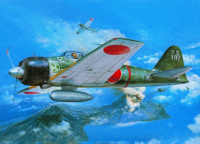 4K Painting of Japanese A6M3 Zero Fighter Aircraft