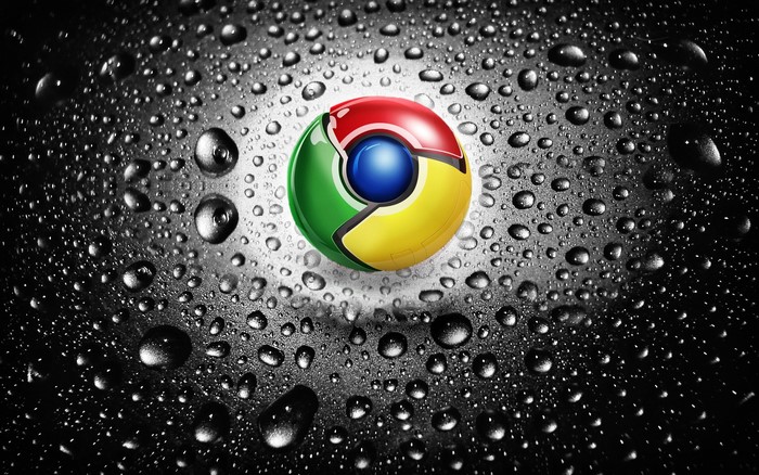 Google Chrome logo on wet surface
