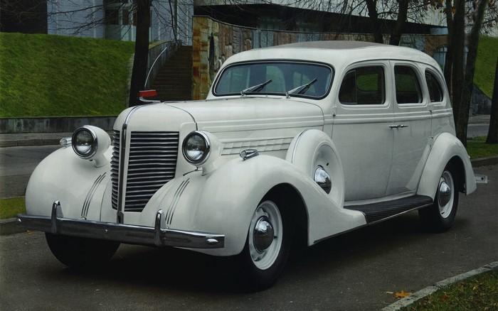 White Retro Soviet Car