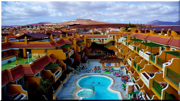 Resort with swimming pools and buildings