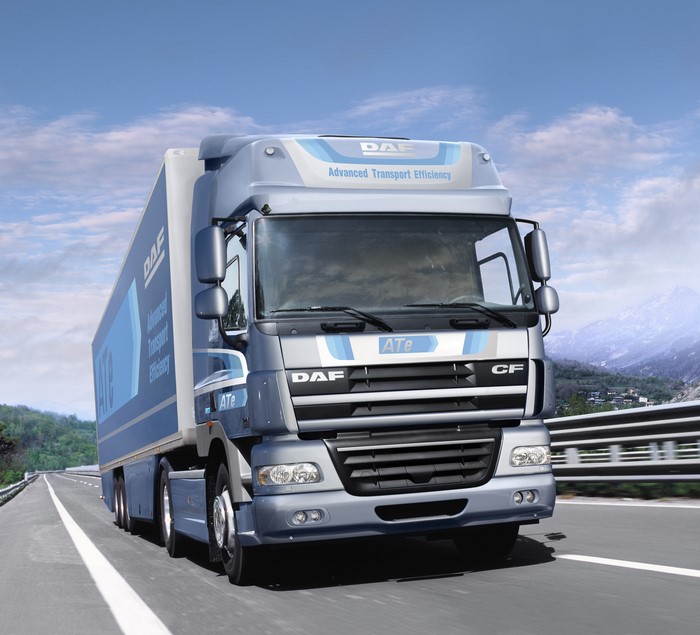 DAF CF ATe Truck with Trailer on Road
