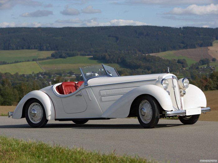 White 1935 Audi Typ UW 225 Front Roadster